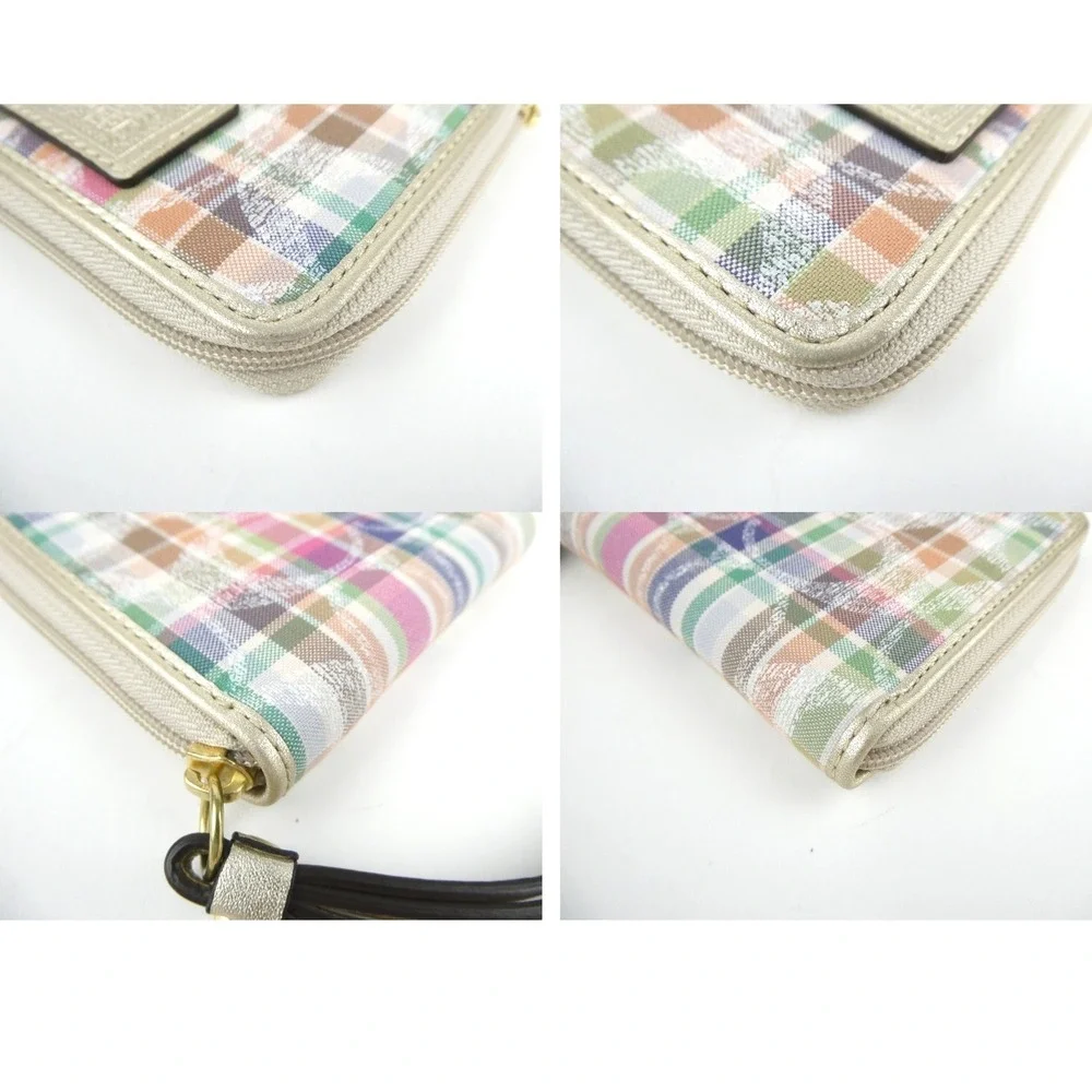Coach Signature Poppy Plaid Small Wristlet